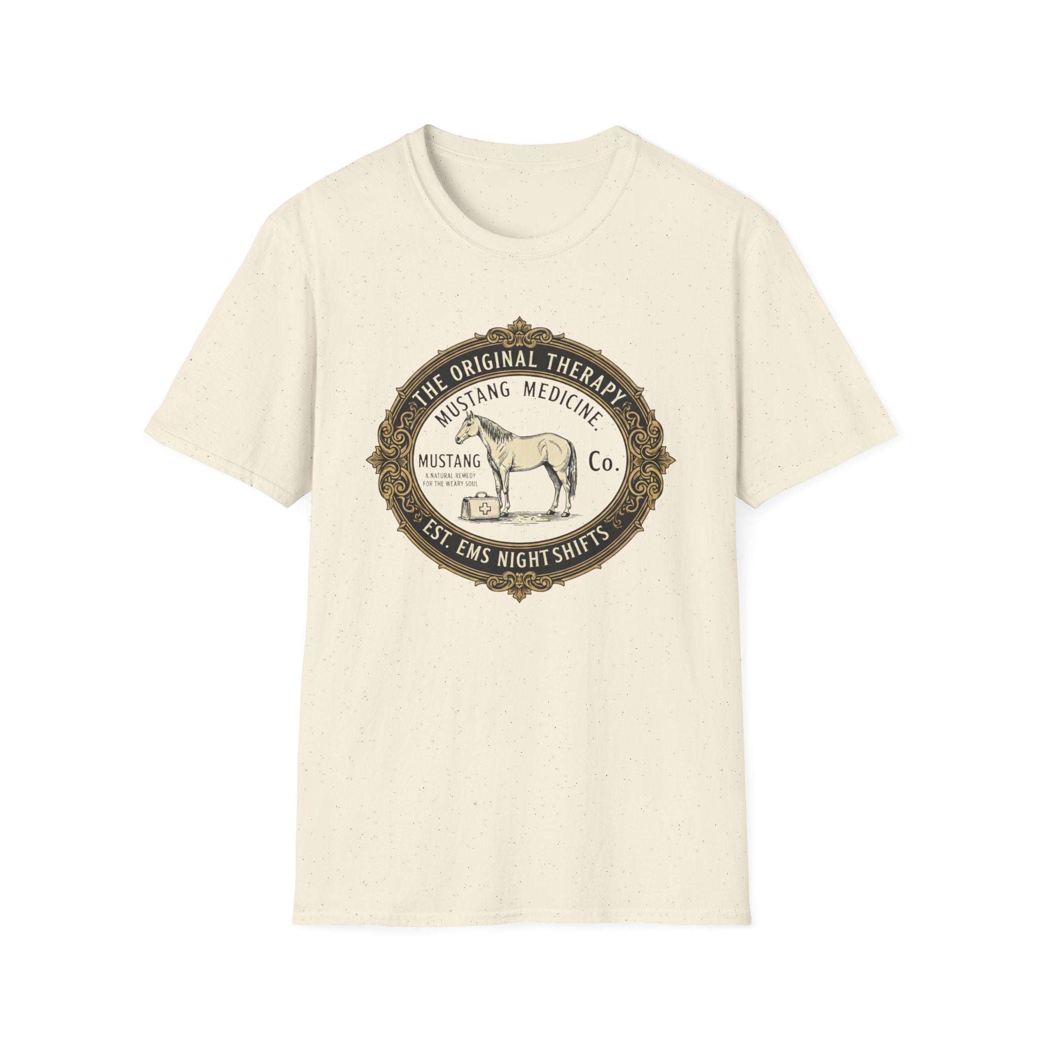 Horse "The original therapy EST. EMS night shifts" T-Shirt