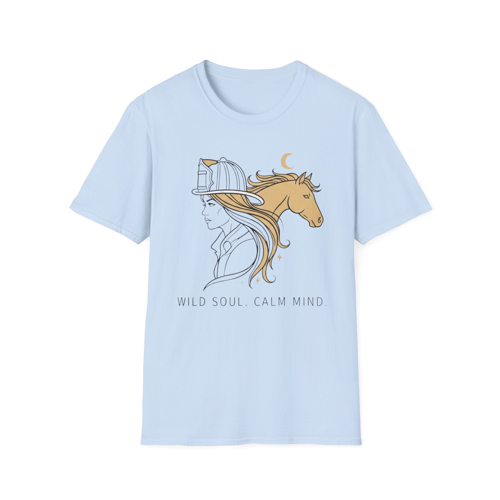 Wild soul Calm Mind Horse & Female Firefighter boho T-Shirt
