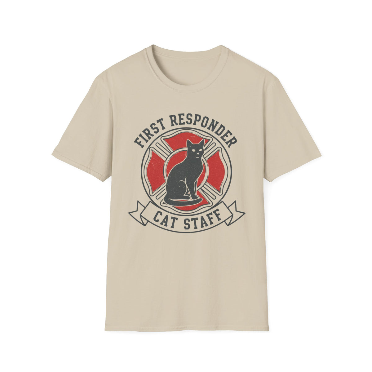 Fire "First Responder Cat Staff"  T-Shirt