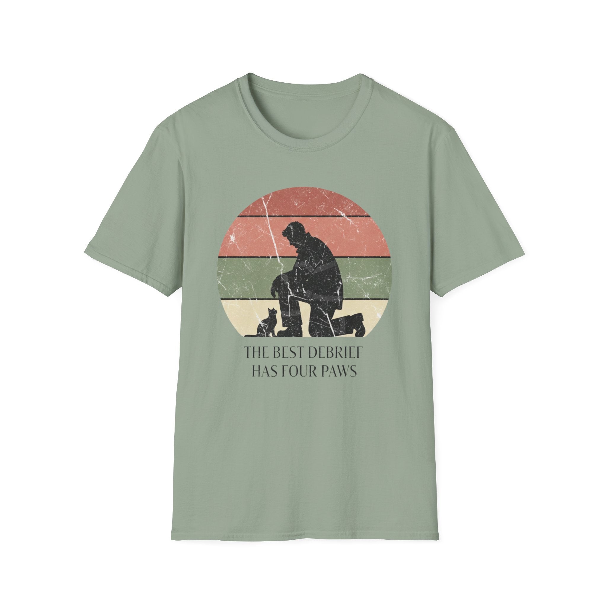 Cat "The Best Debrief has Four Paws" T-Shirt