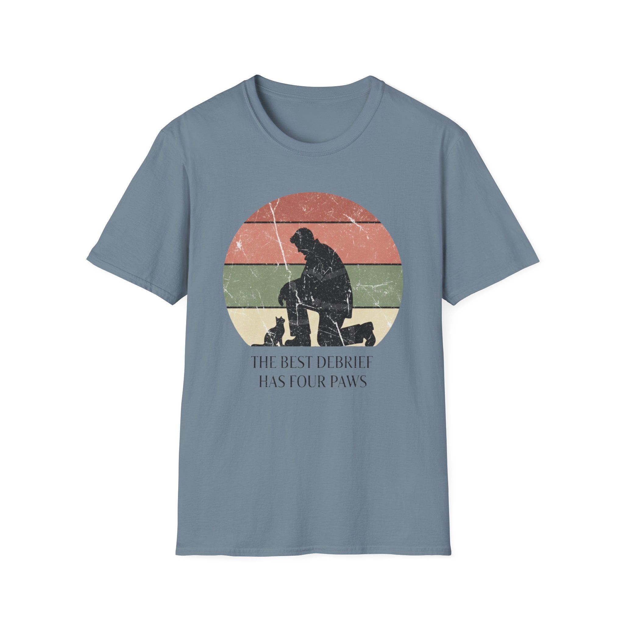 Cat "The Best Debrief has Four Paws" T-Shirt