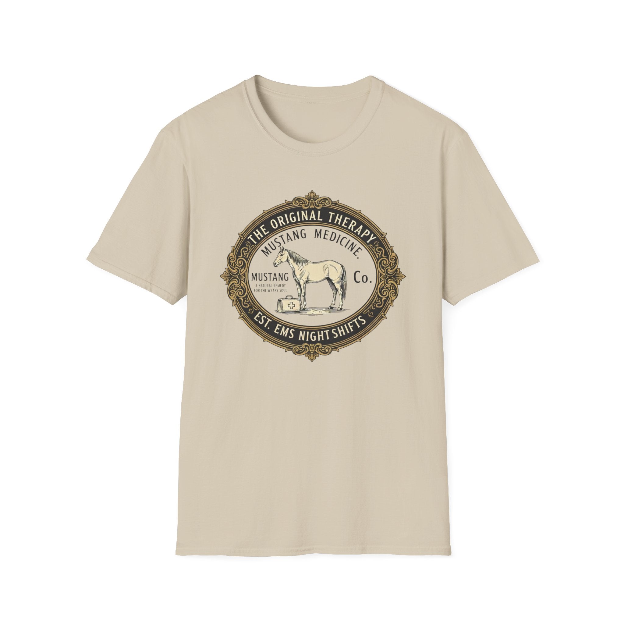 Horse "The original therapy EST. EMS night shifts" T-Shirt