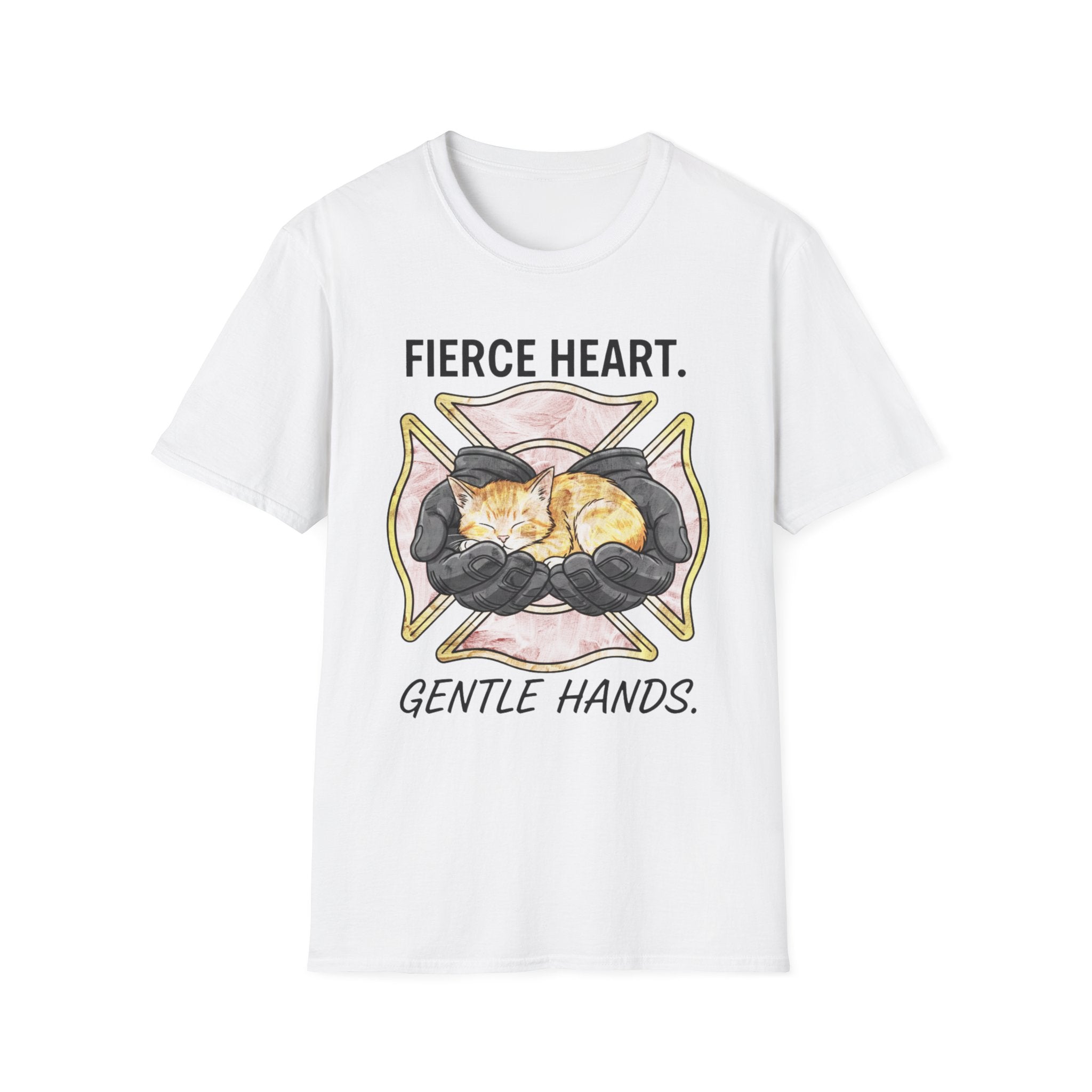 Firefighter Kitten Fierce Heart Gentle Hands T-Shirt