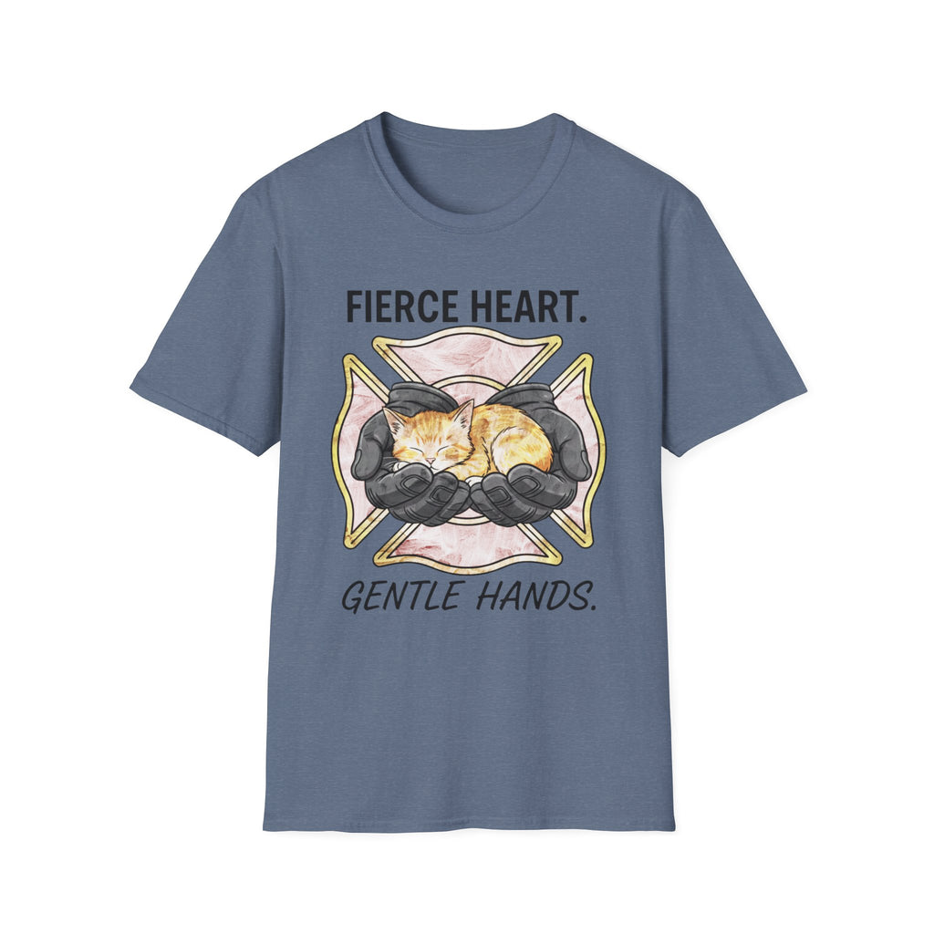 Firefighter Kitten Fierce Heart Gentle Hands T-Shirt