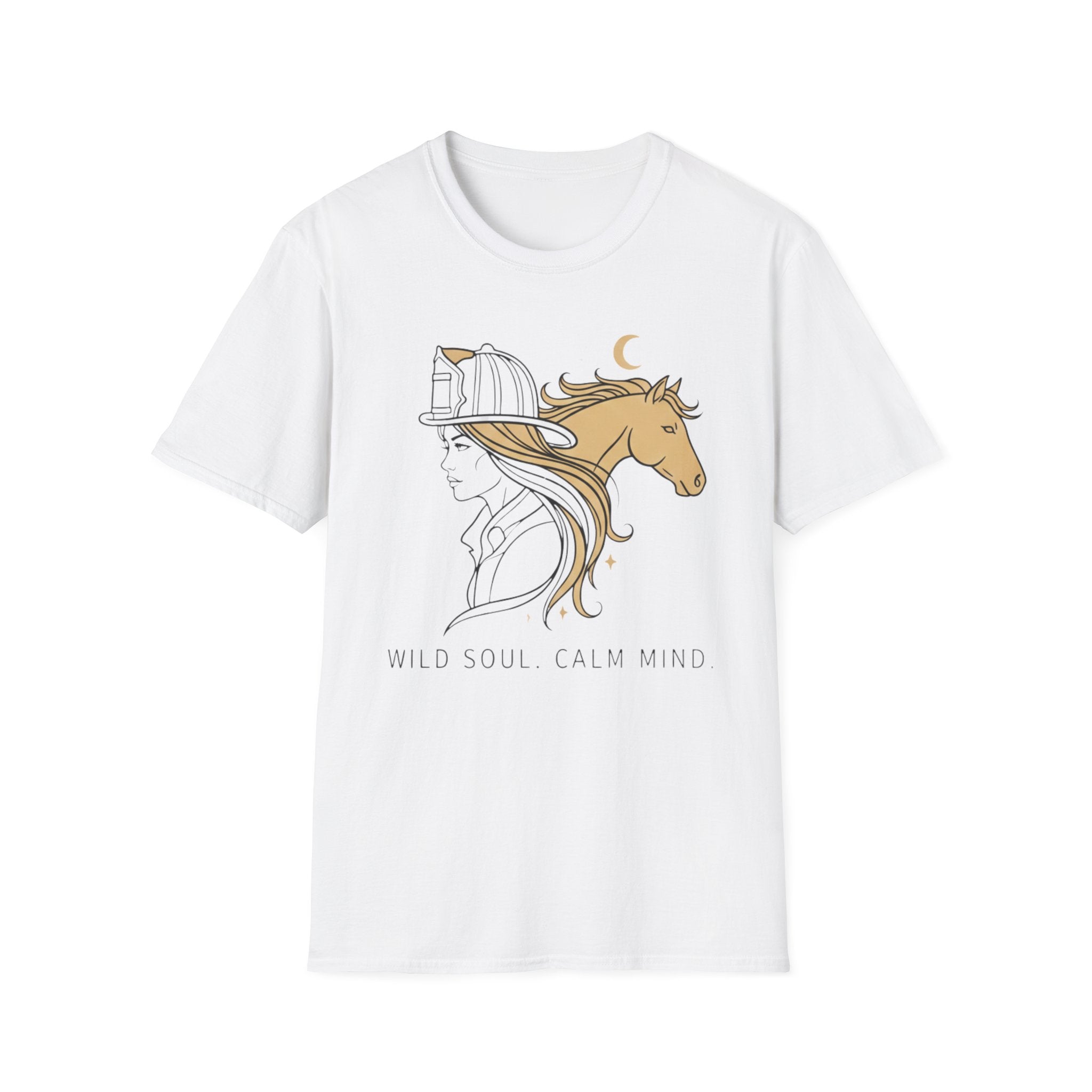Wild soul Calm Mind Horse & Female Firefighter boho T-Shirt