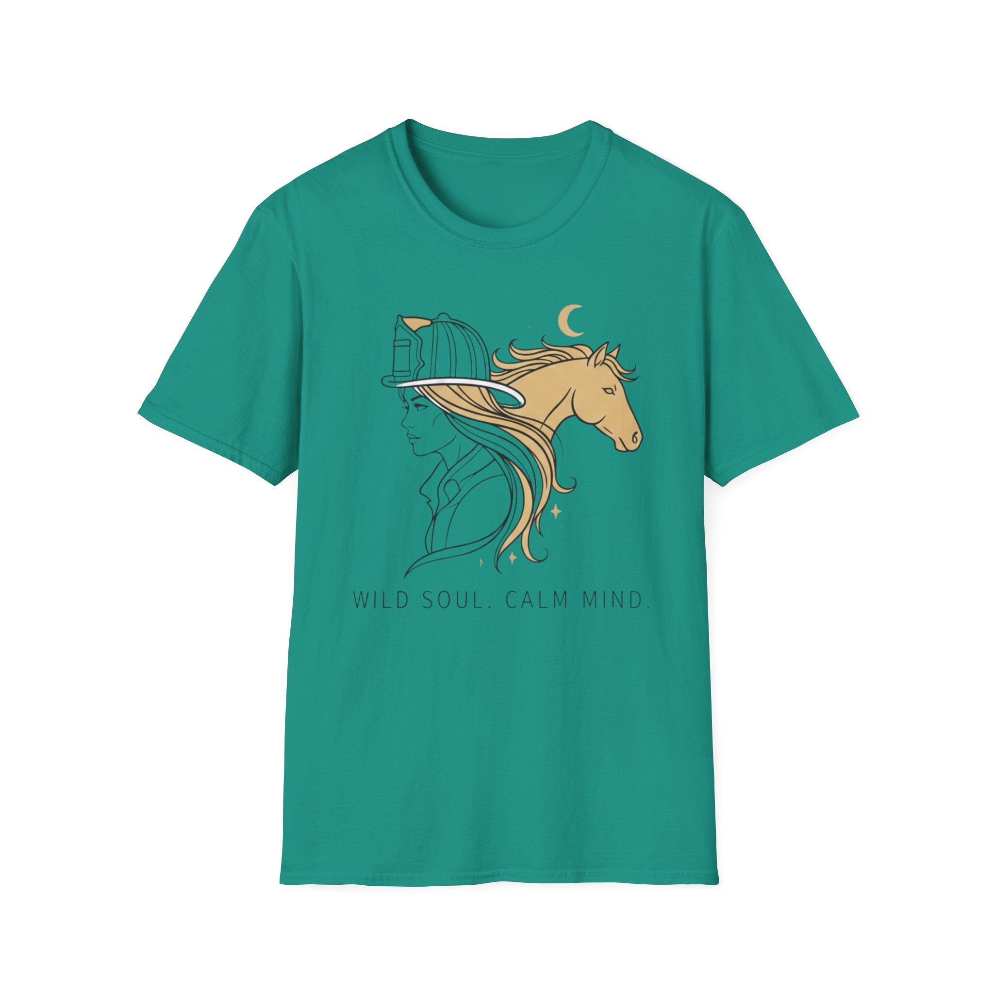 Wild soul Calm Mind Horse & Female Firefighter boho T-Shirt