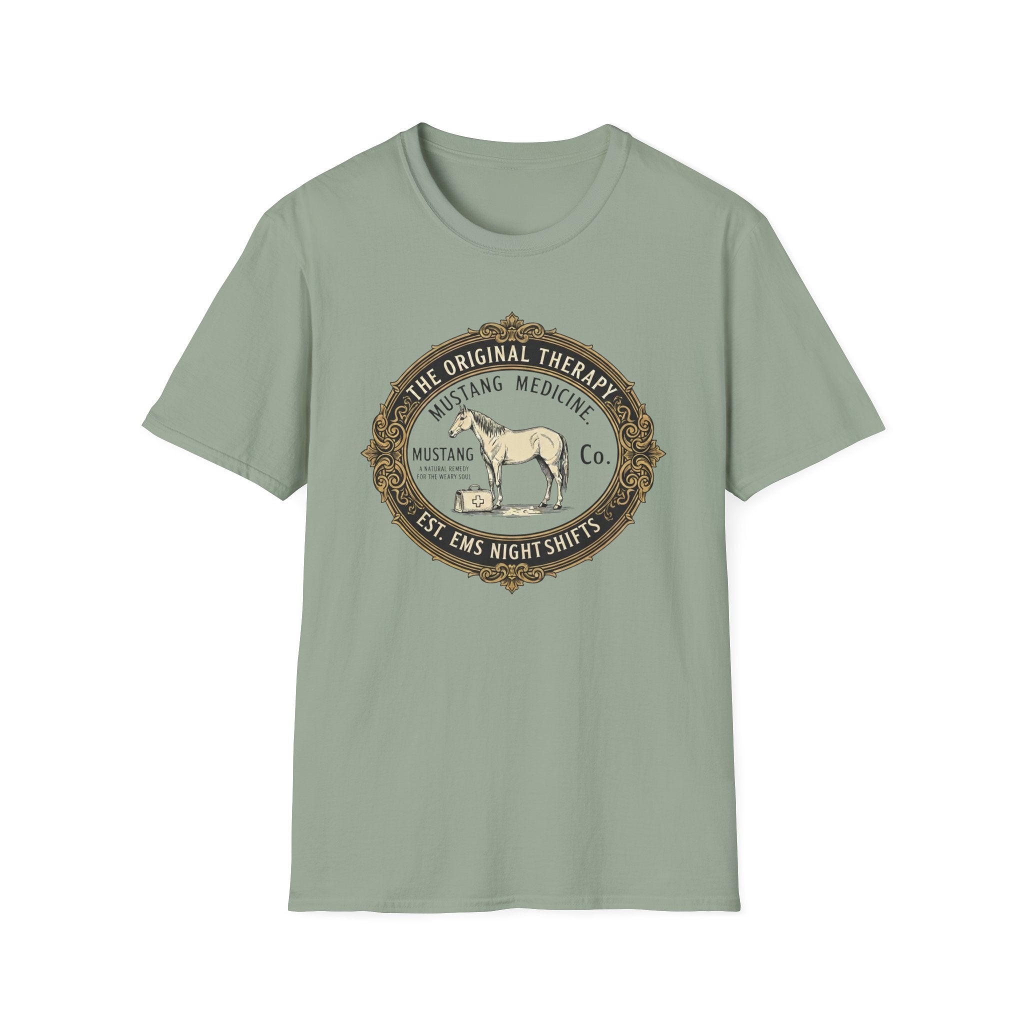 Horse "The original therapy EST. EMS night shifts" T-Shirt