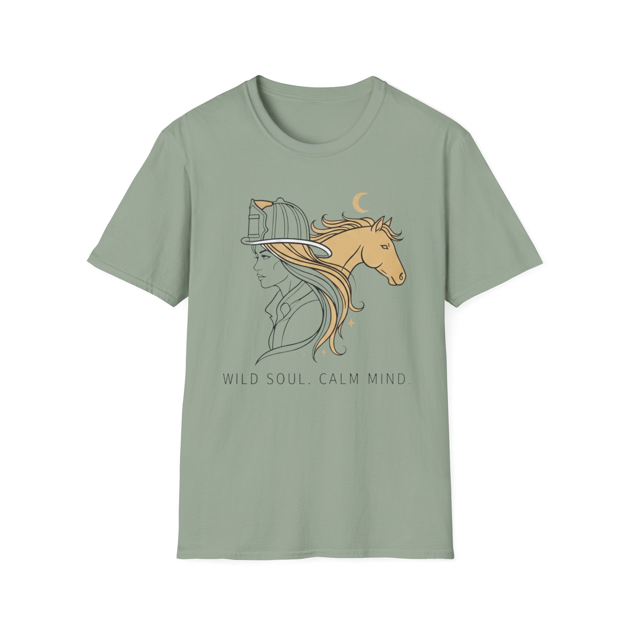 Wild soul Calm Mind Horse & Female Firefighter boho T-Shirt