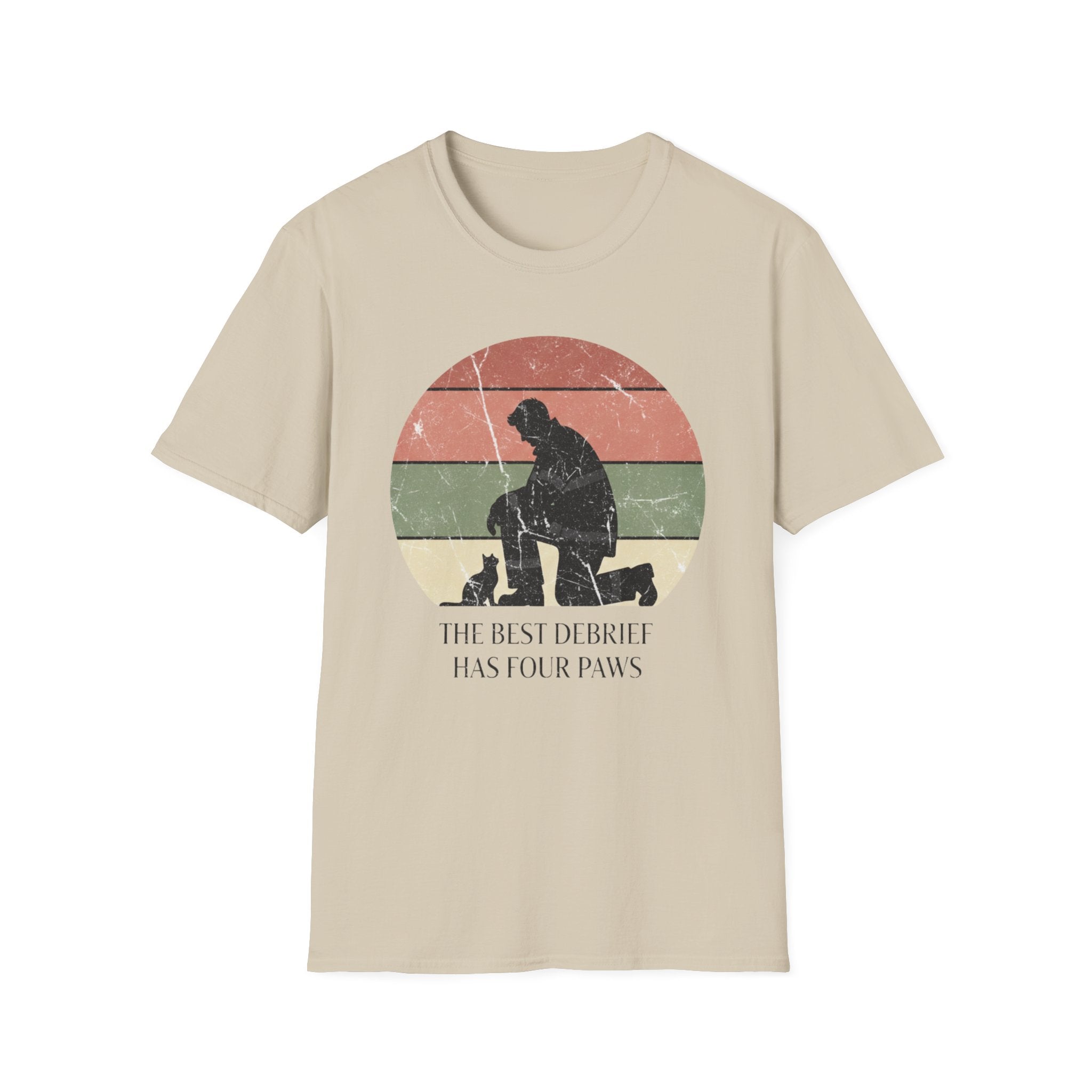 Cat "The Best Debrief has Four Paws" T-Shirt