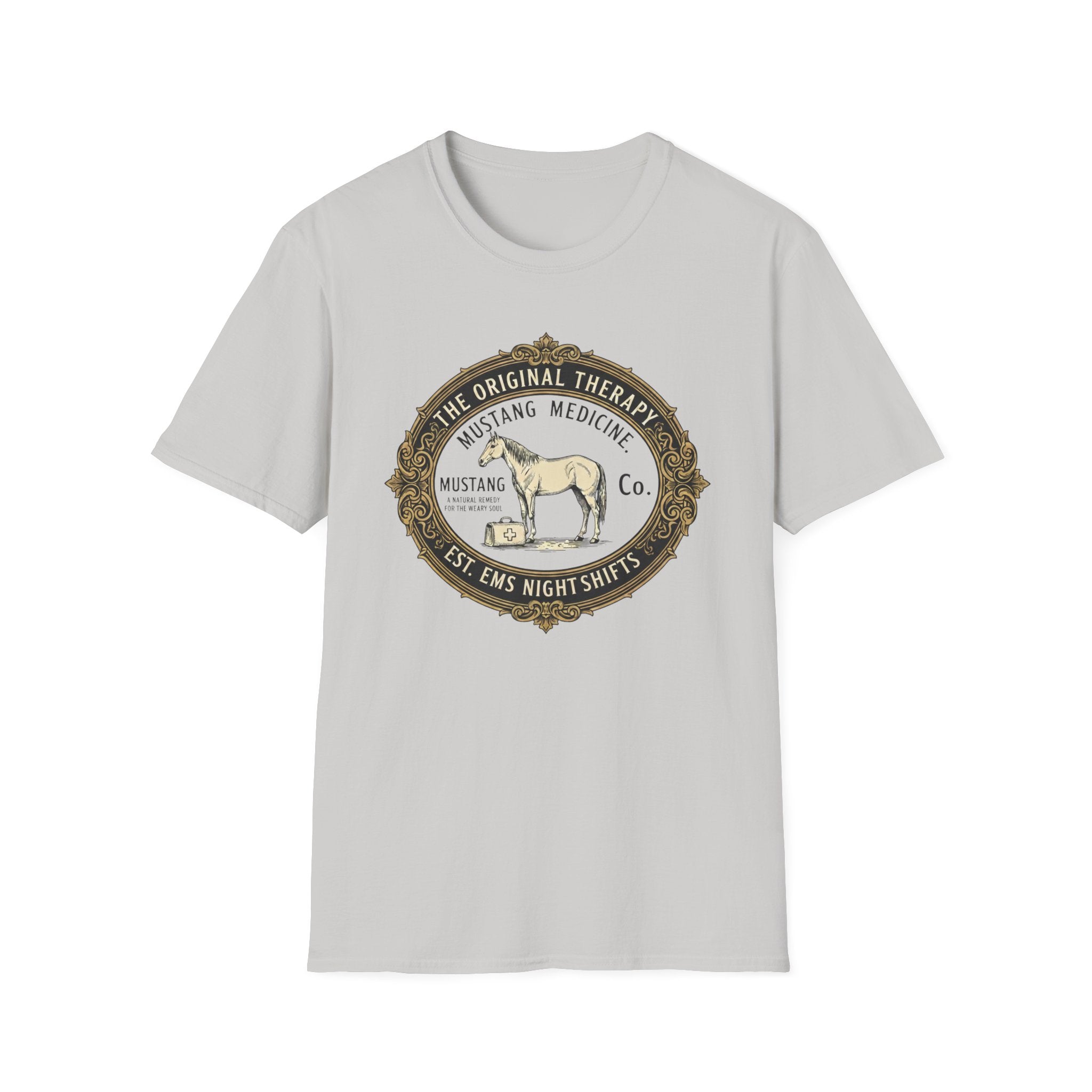 Horse "The original therapy EST. EMS night shifts" T-Shirt