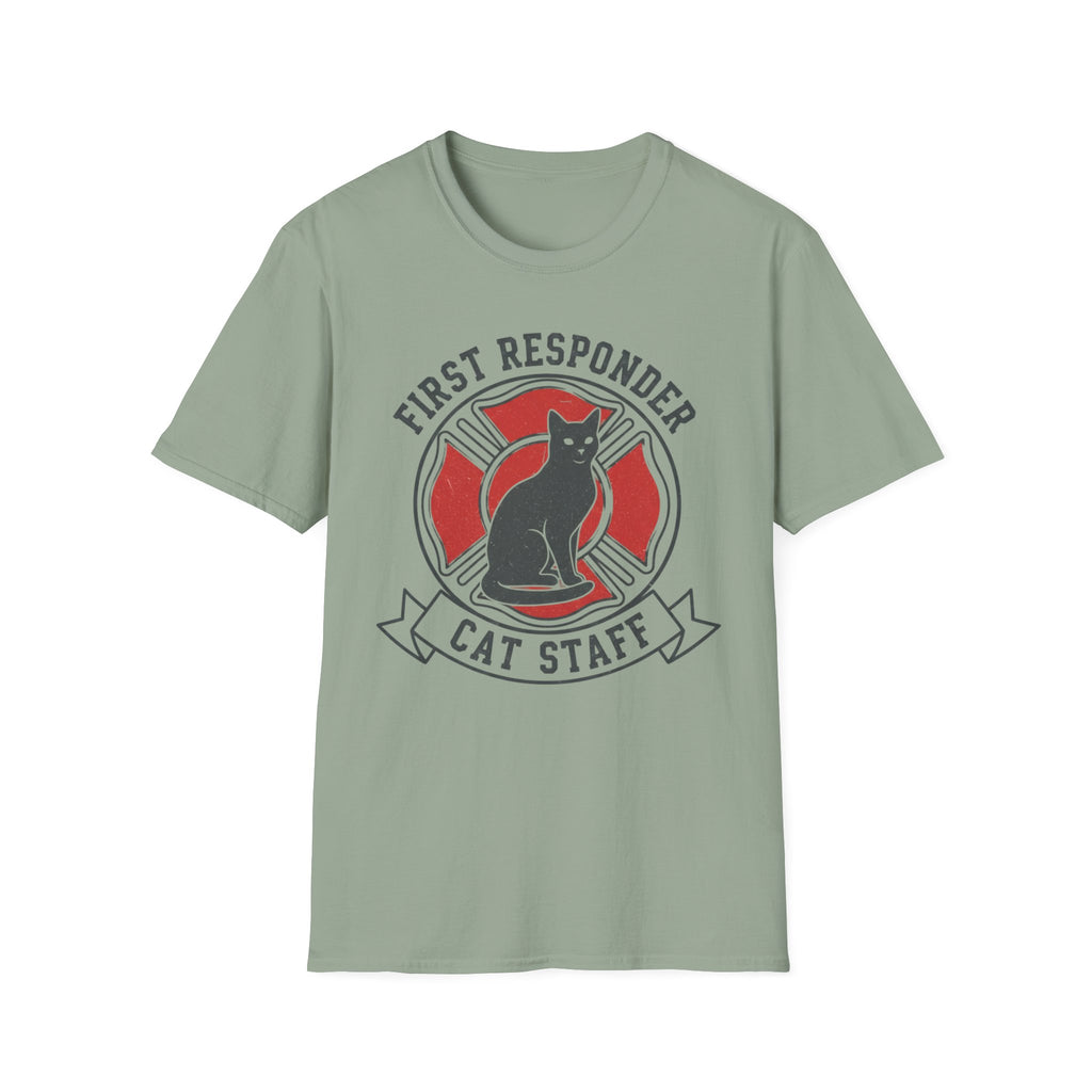Fire "First Responder Cat Staff"  T-Shirt