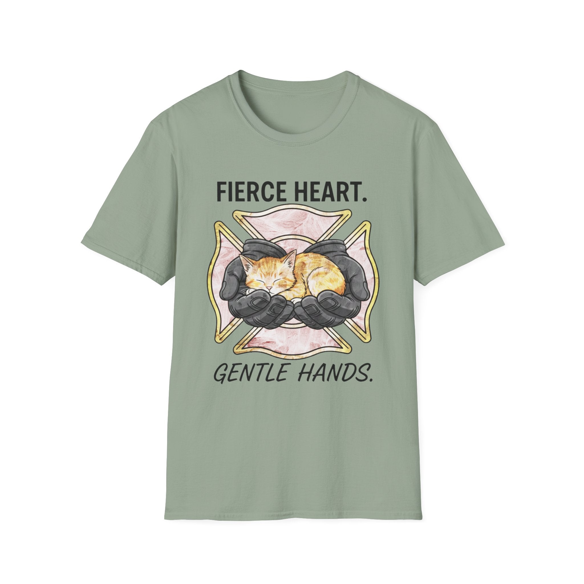 Firefighter Kitten Fierce Heart Gentle Hands T-Shirt