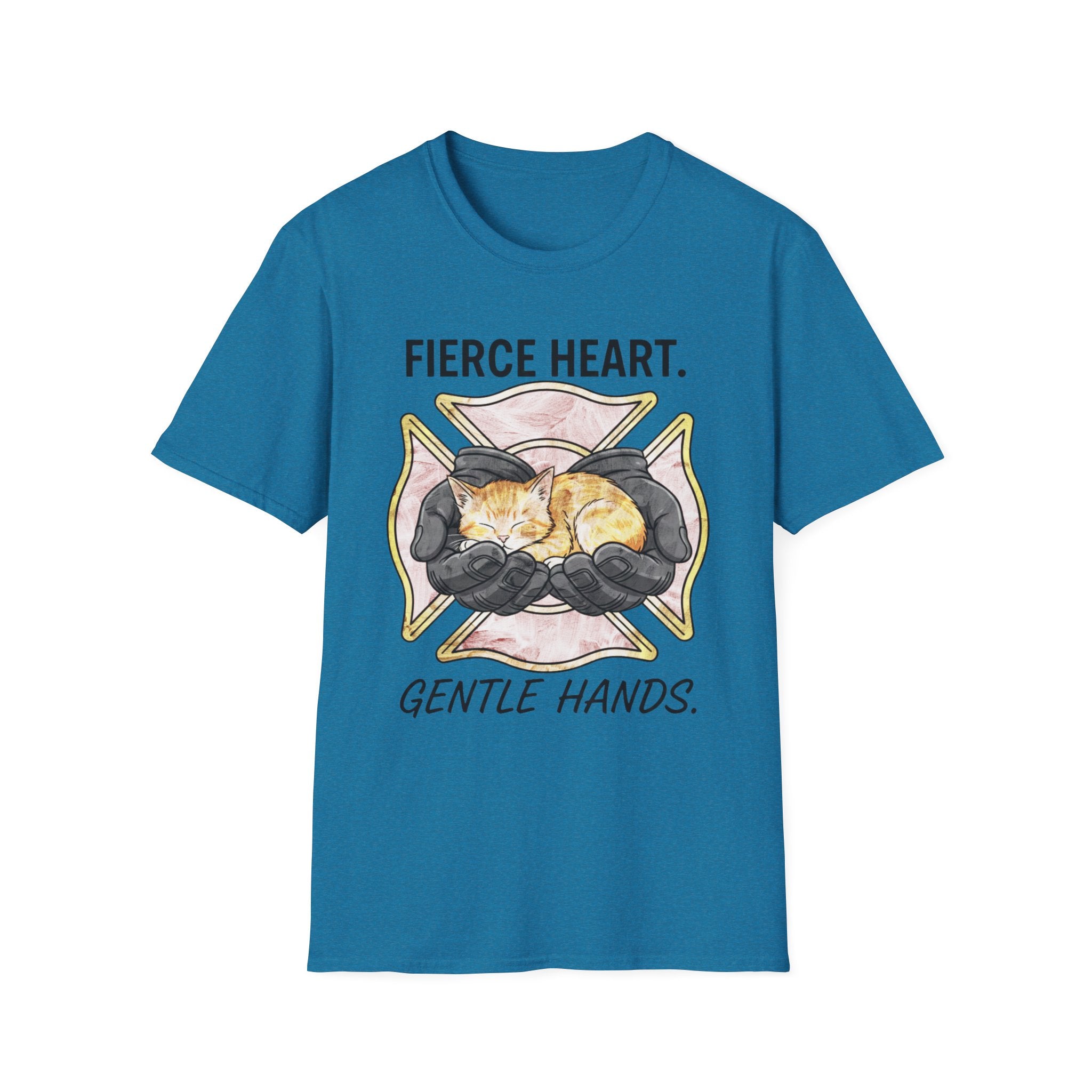 Firefighter Kitten Fierce Heart Gentle Hands T-Shirt