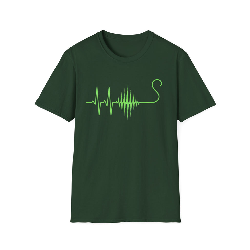 Green EKG Cat Tail T-Shirt