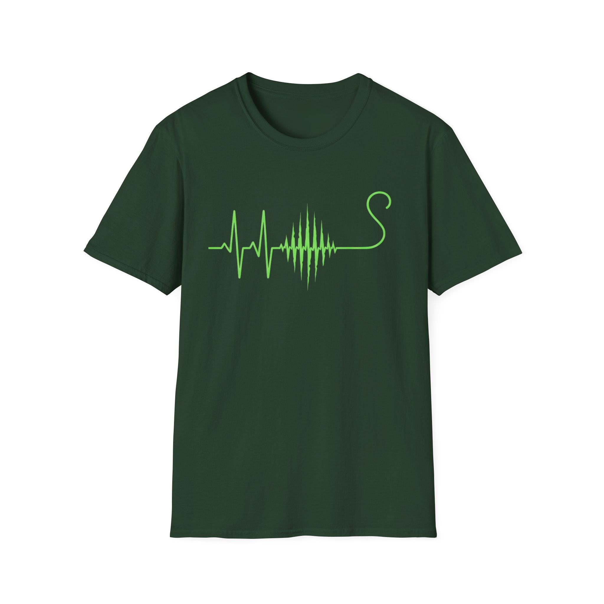 Green EKG Cat Tail T-Shirt