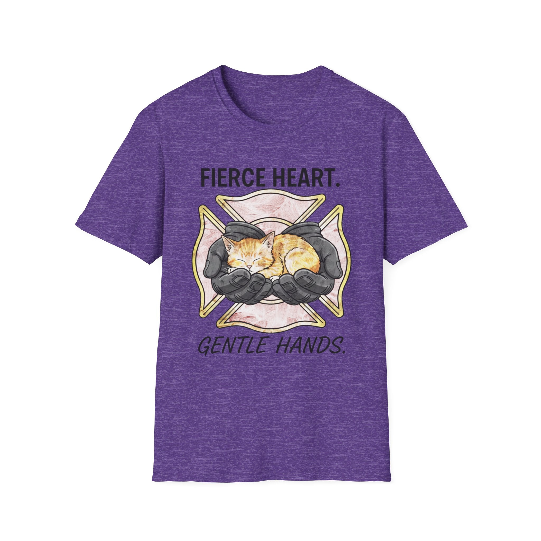 Firefighter Kitten Fierce Heart Gentle Hands T-Shirt