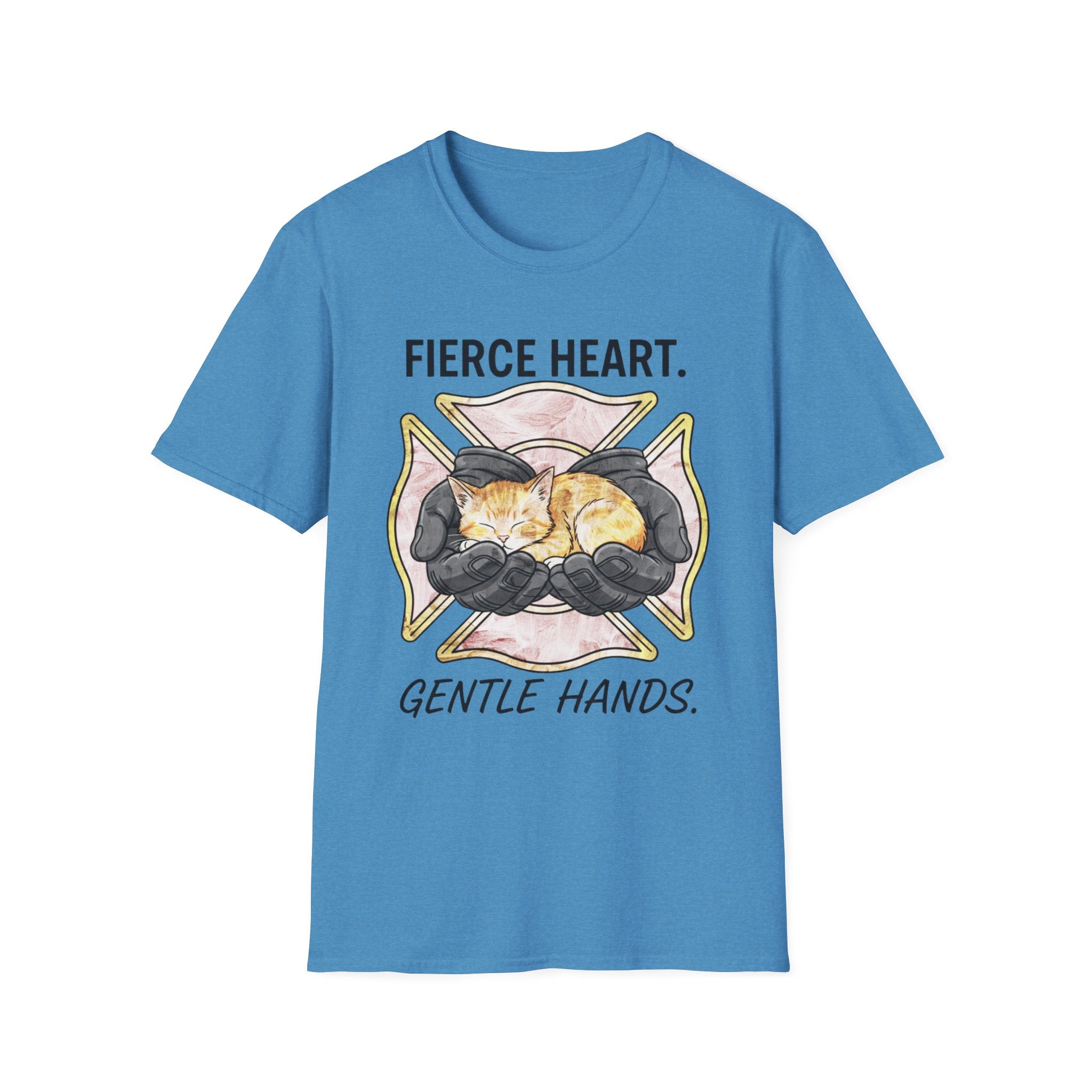Firefighter Kitten Fierce Heart Gentle Hands T-Shirt
